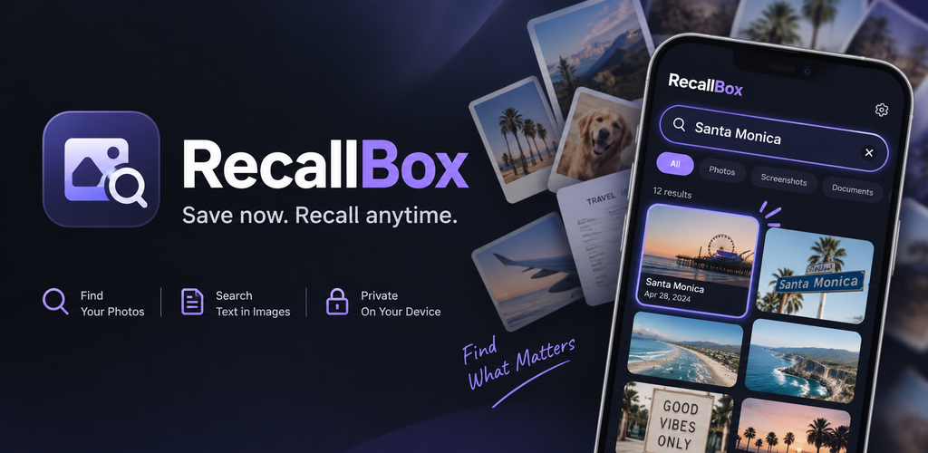 スマートフォンで画像を検索するRecallBoxアプリのグラフィック